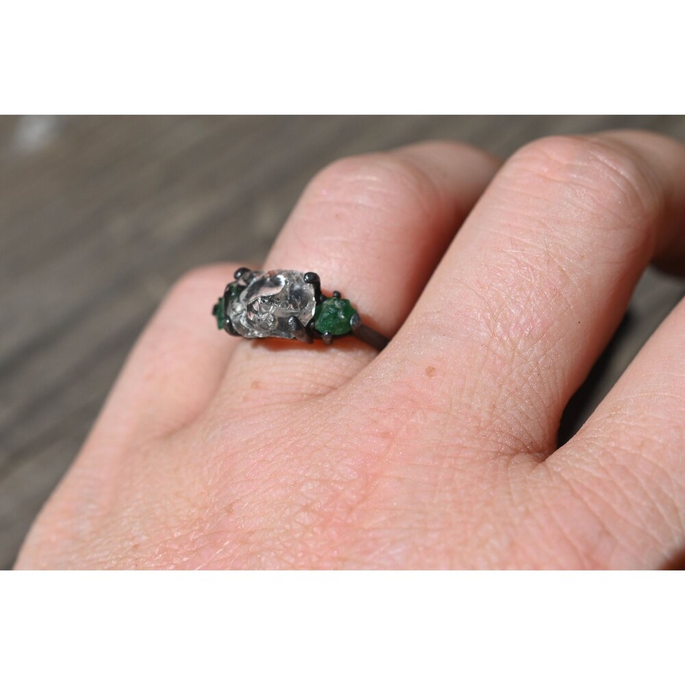 Engagement ring Emerald s, Natural Real and Raw, size 3 4 5 6 7 8 9 10 11 12 - Picture 3 of 8